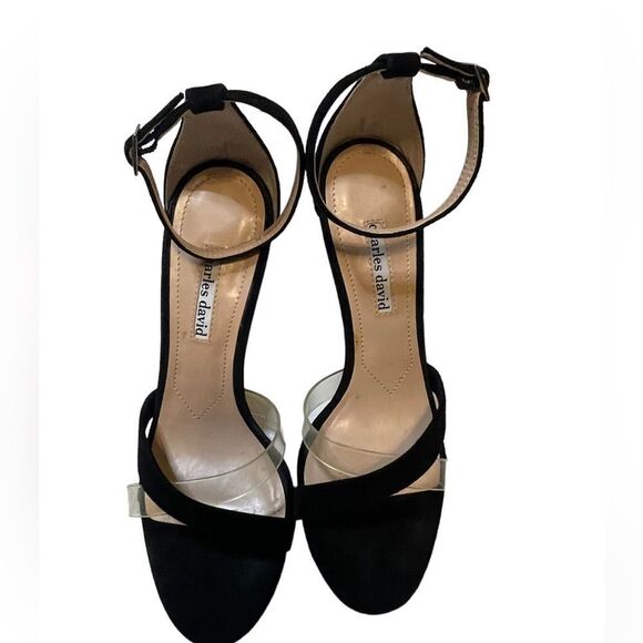 Charles David Strap Heels Black and Clear Size 9 - Picture 2 of 9